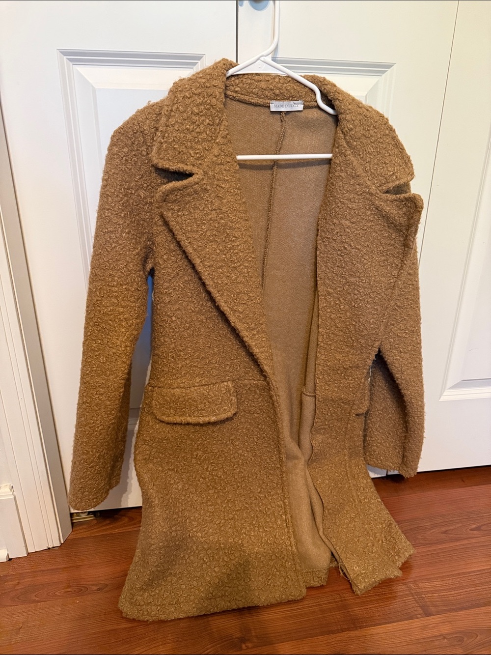 Women's Camel Bouclé Long Coat